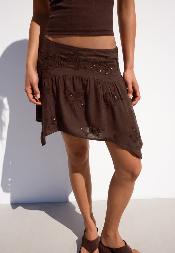 Bershka A-line skirt - dark brown