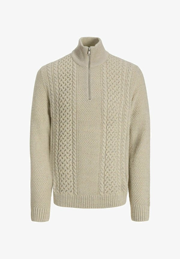Jack & Jones Half zip Plain Half zip - Jumper - white melange