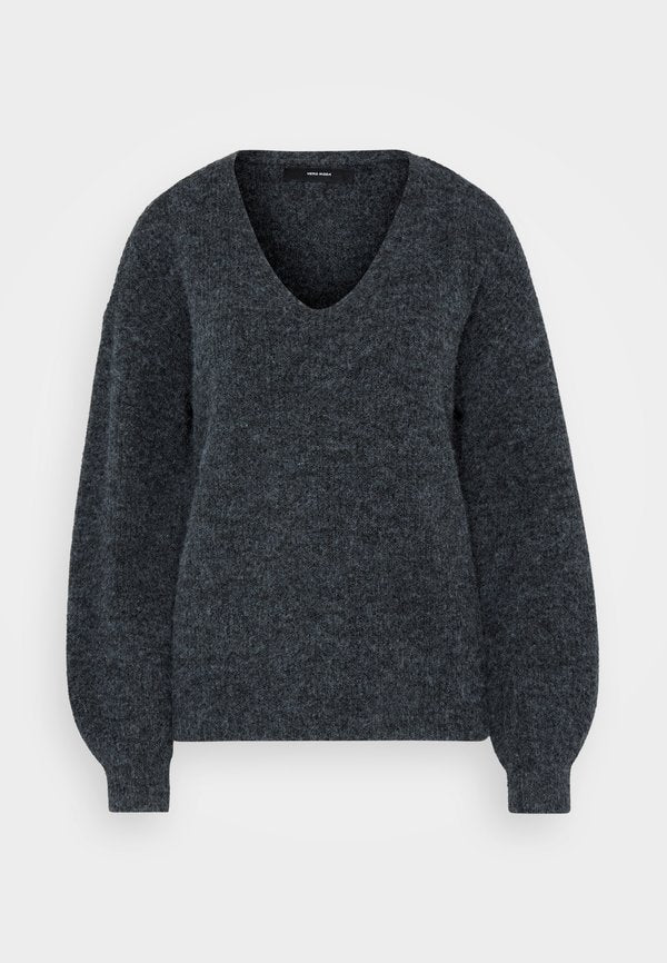 Vero Moda Tall VMDESMA V NECK  - Jumper - dark grey melange