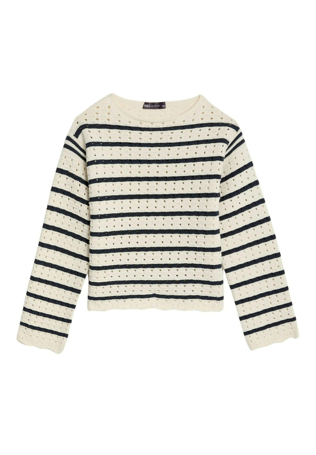 Marks & Spencer CROCHET STRIPED CREW NECK