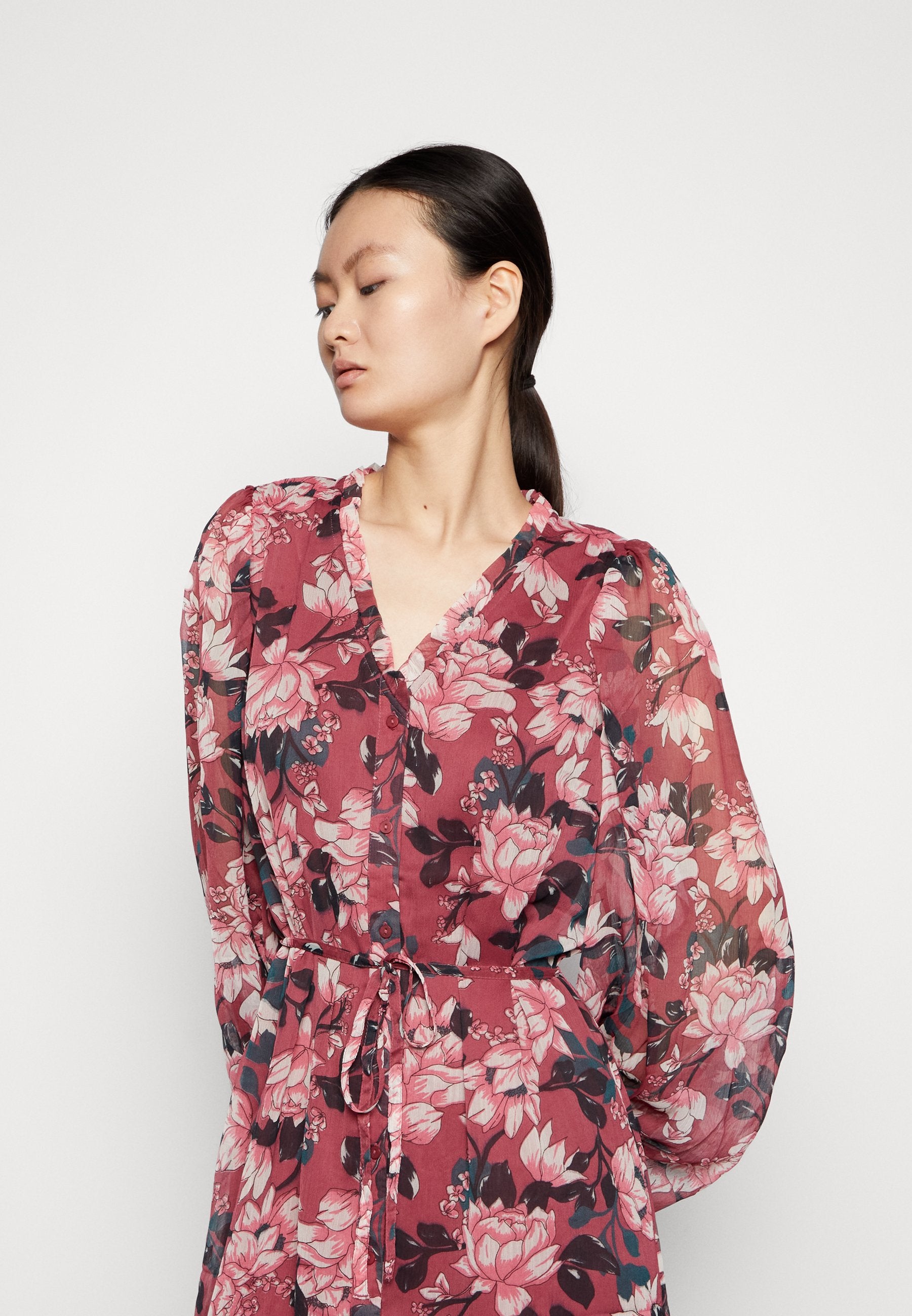 VILA VIFALIA V-NECK  MIDI DRESS