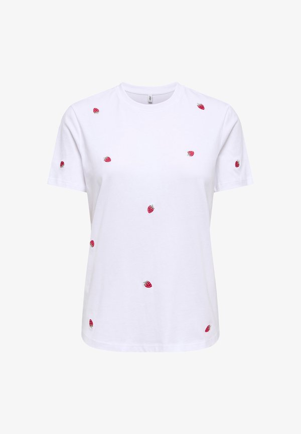 ONLY ONLKETTY O NECK - Print T-shirt - bright white aop:strawberry