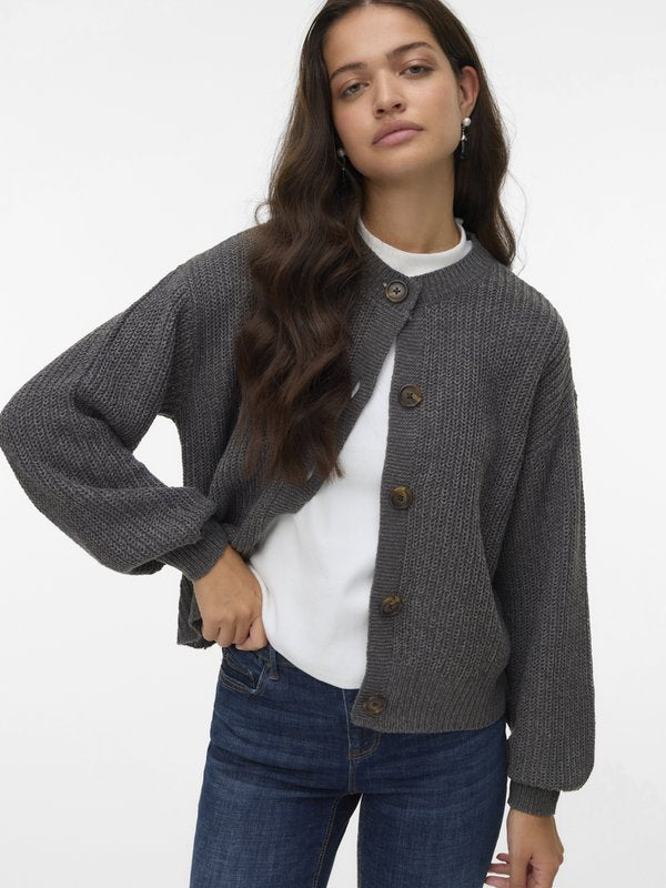 Vero Moda VMLEA O-NECK CARDIGAN  - Cardigan - asphalt