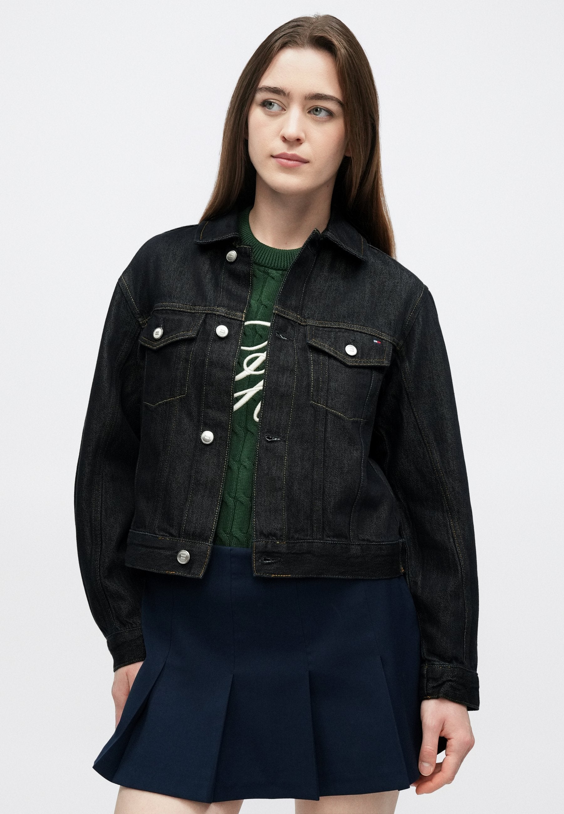 FLAG EMBROIDERY PLEATED DENIM JACKET Media 5