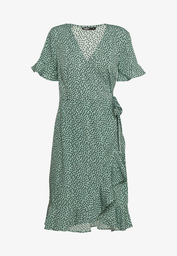 ONLY ONLOLIVIA WRAP DRESS - Day dress - green/black