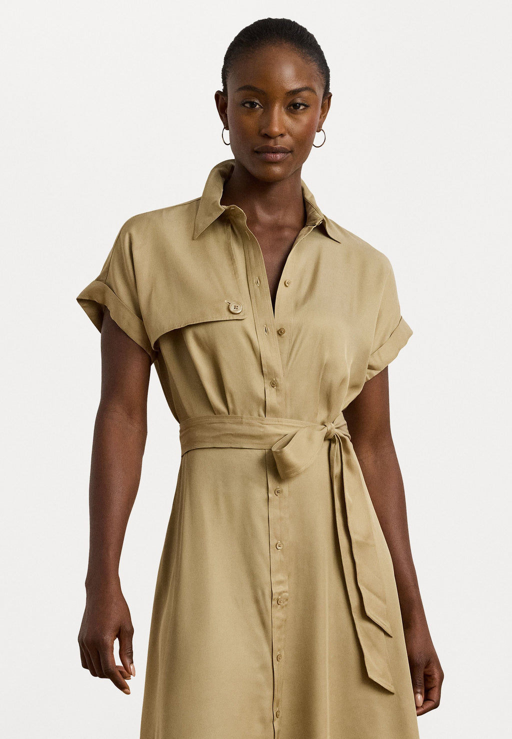 Lauren Ralph Lauren Belted Twill Short Sleeve Shirtdress
