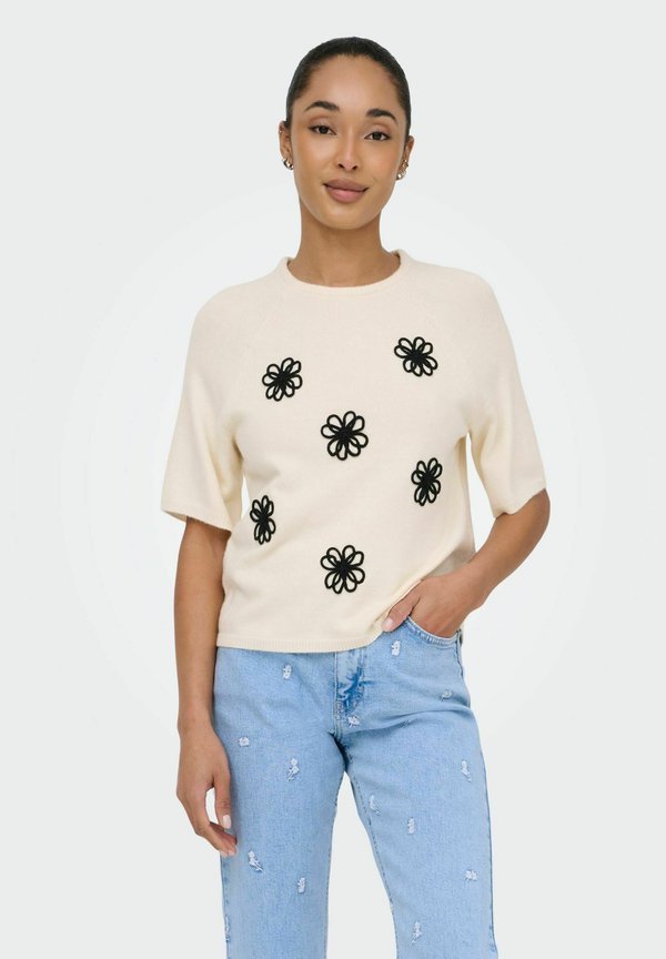 ONLY Knitted ONLKATIA Knitted - Print T-shirt - whitecap gray