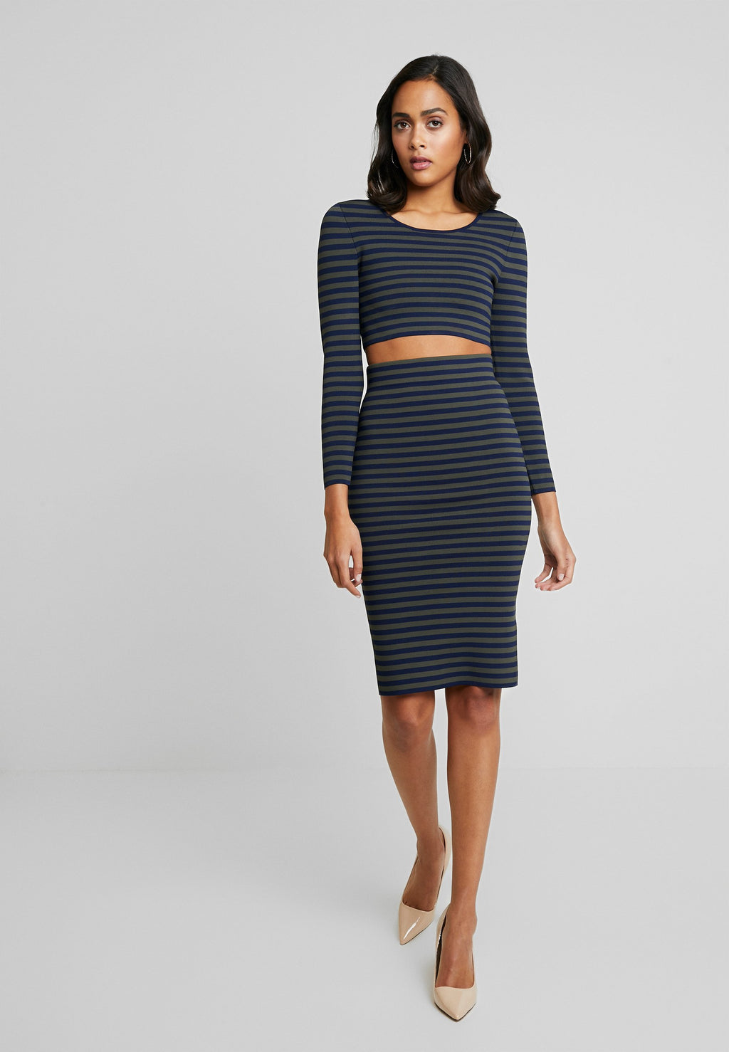 Good American LONG SLEEVE STRIPE CROP
