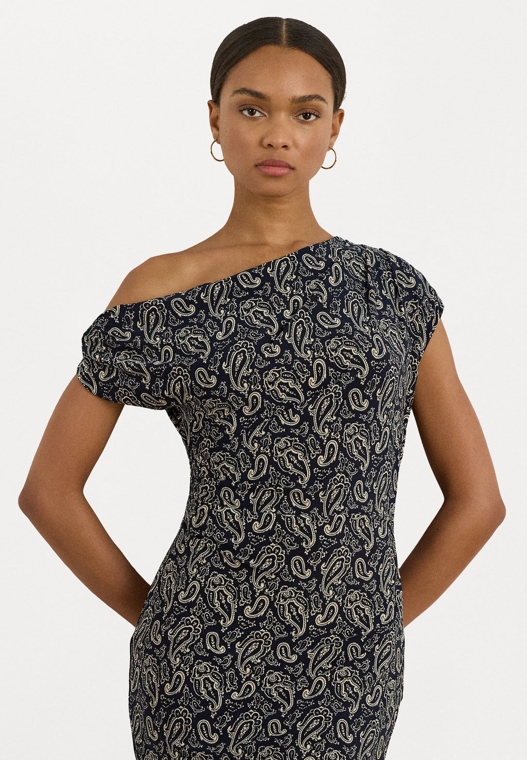 Lauren Ralph Lauren PAISLEY JERSEY OFF THE SHOULDER DRESS