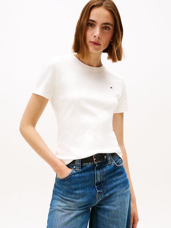 Tommy Hilfiger SLIM FIT - Print T-shirt - ecru