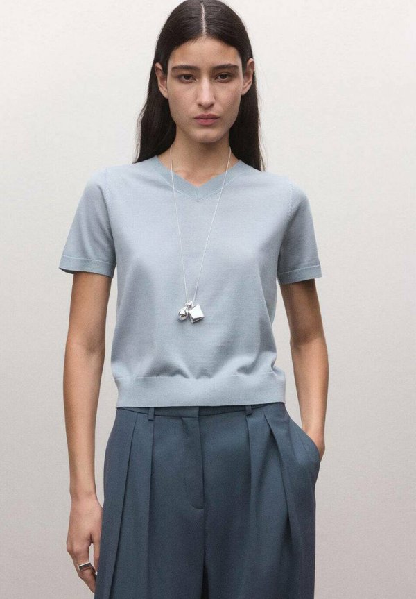 Mango Basic T-shirt - středně šedá