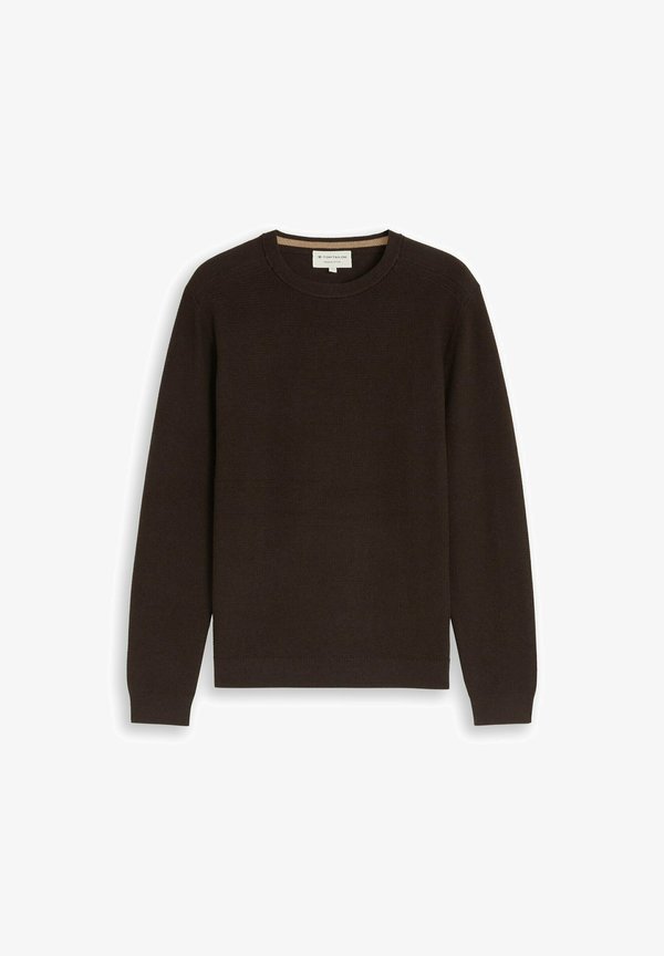 TOM TAILOR STRUCTURED CREW NECK KNIT - Jumper - dark chocolate brown melange