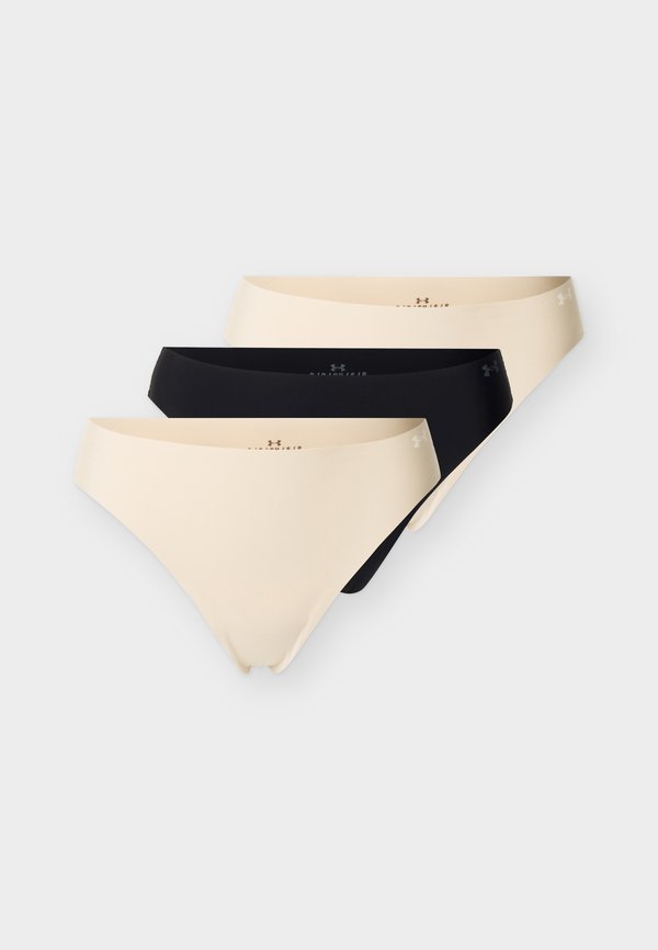 Under Armour UNDERWEAR THONG PURE STRETCH NO SHOW THONG SOLID 3 PACK - Thong - beige/black