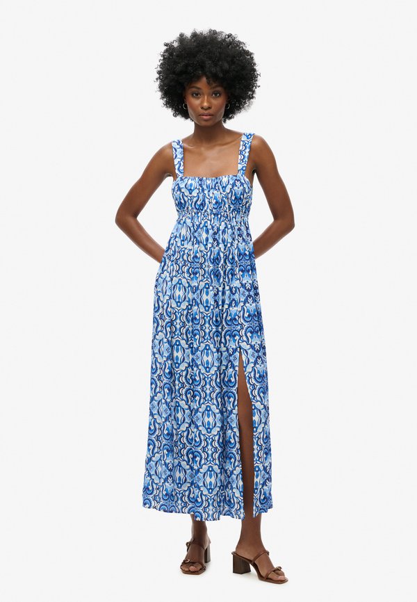 Superdry & Co TIE BACK - Maxi dress - tile print blue