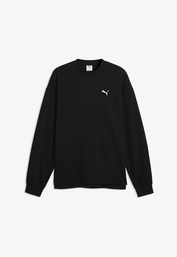 Puma ESSENTIALS ELEVATED RELAXED MATERIAL CREW SWEATSHIRT - Sweatshirt - black