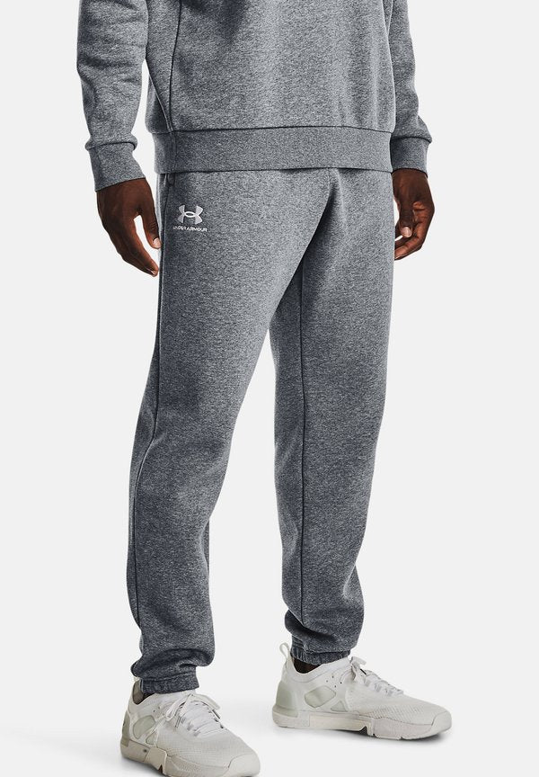 Under Armour ICON FLEECE - Tracksuit bottoms - pitch gray medium heather /  / white