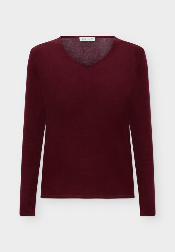 TOM TAILOR SWEATER BASIC V-NECK - Jumper - preppy plum