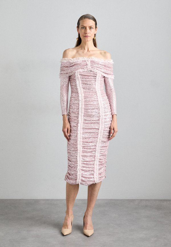 Needle & Thread SUNBEAM ROUCHED OFF SHOULDER BALLERINA DRESS