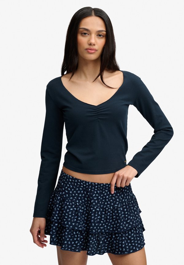 Superdry & Co SUPERDRY ATHLETIC ESSENTIAL GATHERED LONG SLEEVE TOP.. - Long sleeved top - eclipse navy
