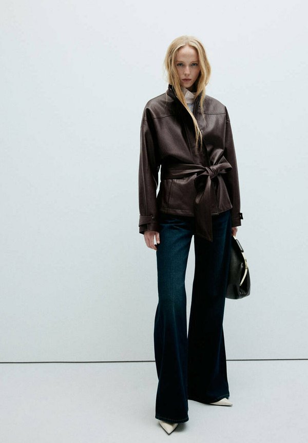 Mango ADULT - Faux leather jacket - chocoladebruin