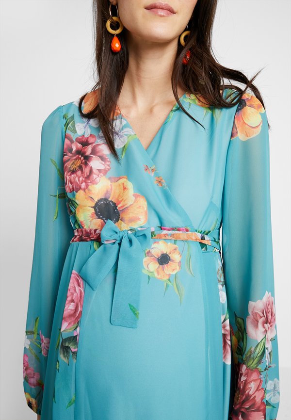 True Violet TRUE WRAP MAXI WITH SLEEVES DRESS