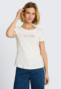 TOM TAILOR T-SHIRT WITH LOGO PRINT - Print T-shirt - whisper white