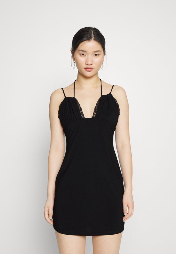 Even&Odd Petite STRAPPY LACE INSERT OPEN NECKLINE MINI BODYCON DRESS