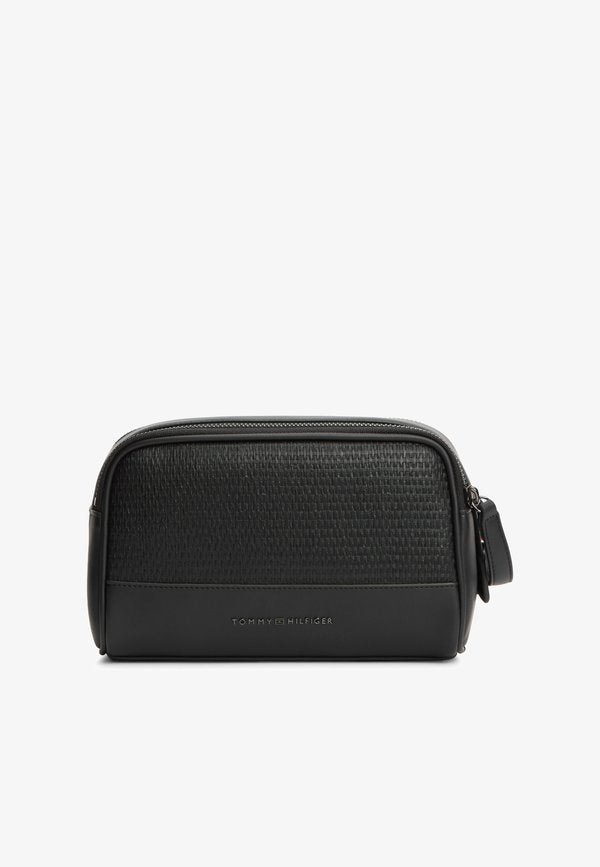 Tommy Hilfiger WOVEN PANEL LOGO WASHBAG - Wash bag - black