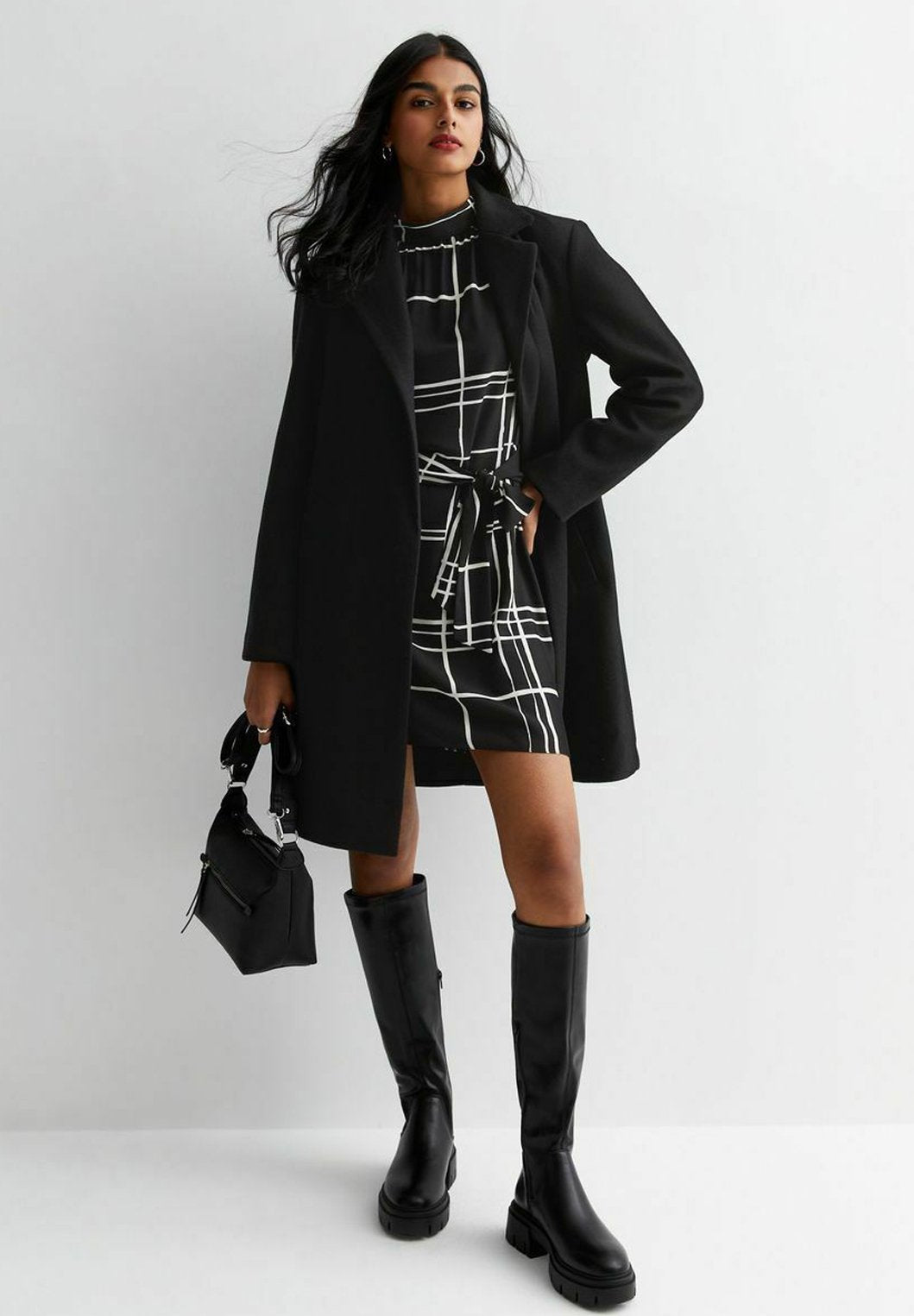 New Look  CHECK BELTED HIGH NECK MINI
