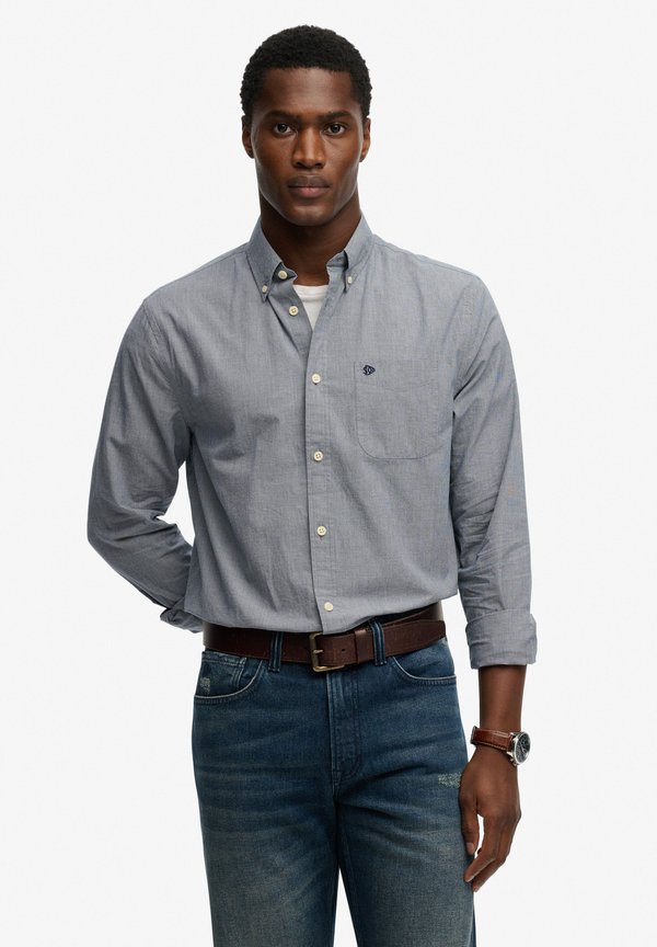 Superdry & Co SUPERDRY PREPPY POPLIN LONG SLEEVE SHIRT.. - Shirt - navy micro houndstooth