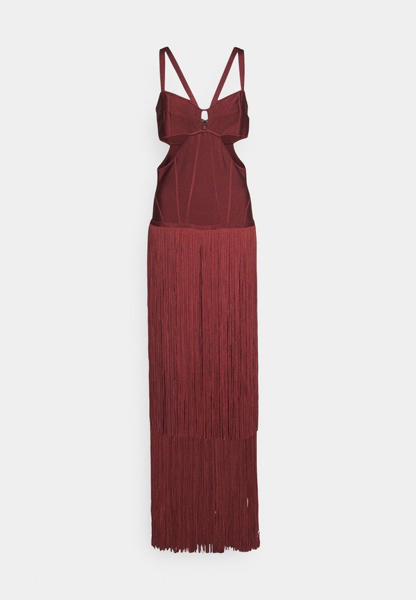 Hervé Léger STRAPPY FRINGE GOWN CUT OUT
