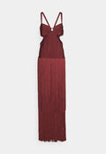 Hervé Léger STRAPPY FRINGE GOWN CUT OUT