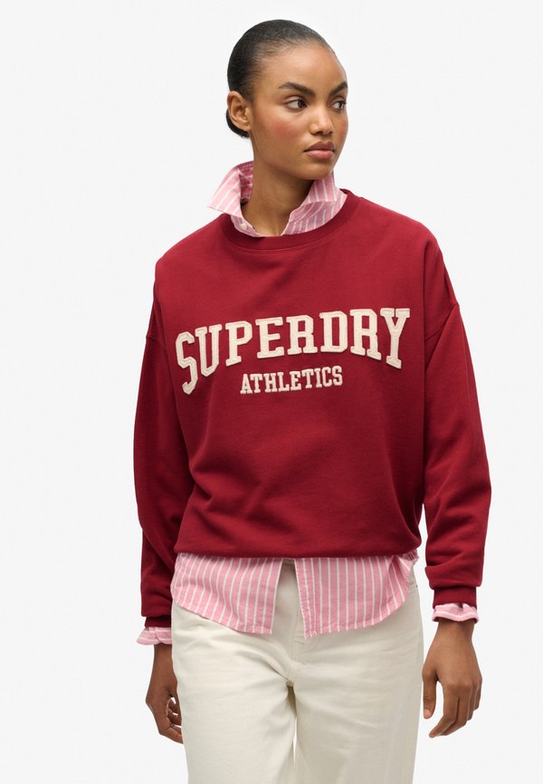 Superdry & Co ATHLETIC ESSENTIALS RELAXED APPLIQUE - Sweatshirt - bordeaux red