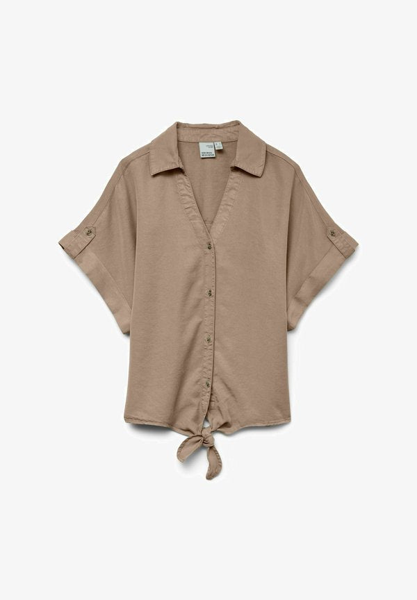 Vero Moda Denim VMFLEUR - Button-down blouse - silver mink