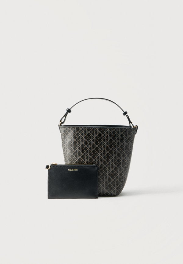Calvin Klein EMBLEM BUCKET CROSSBODY SET - Handbag - black