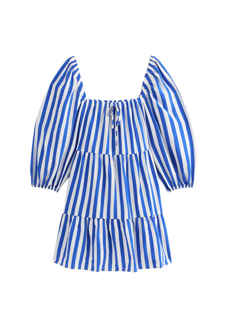 New Look STRIPED SMOCK TIERED MINI