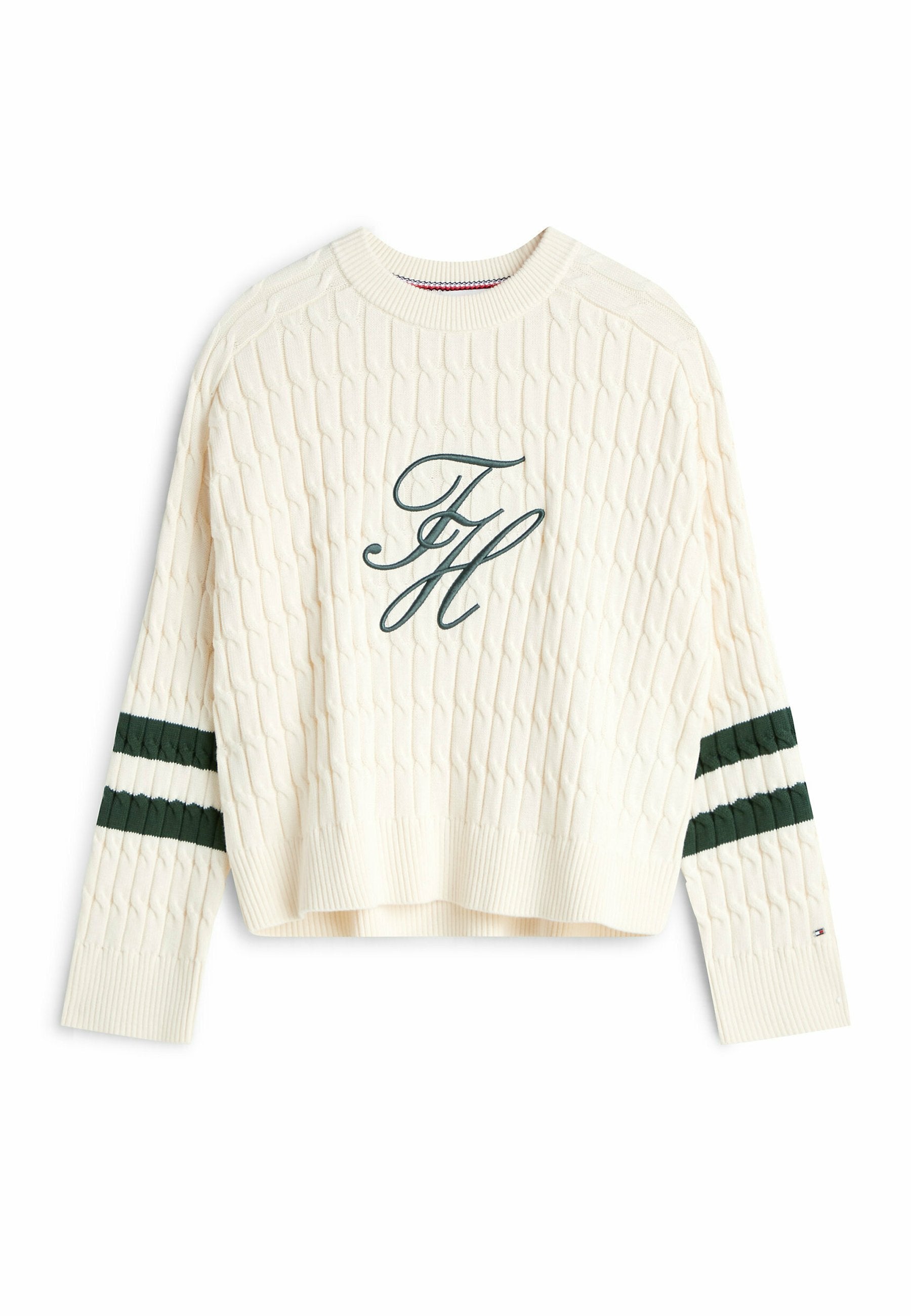 LOGO EMBROIDERY RELAXED CABLE KNIT JUMPER Media 1