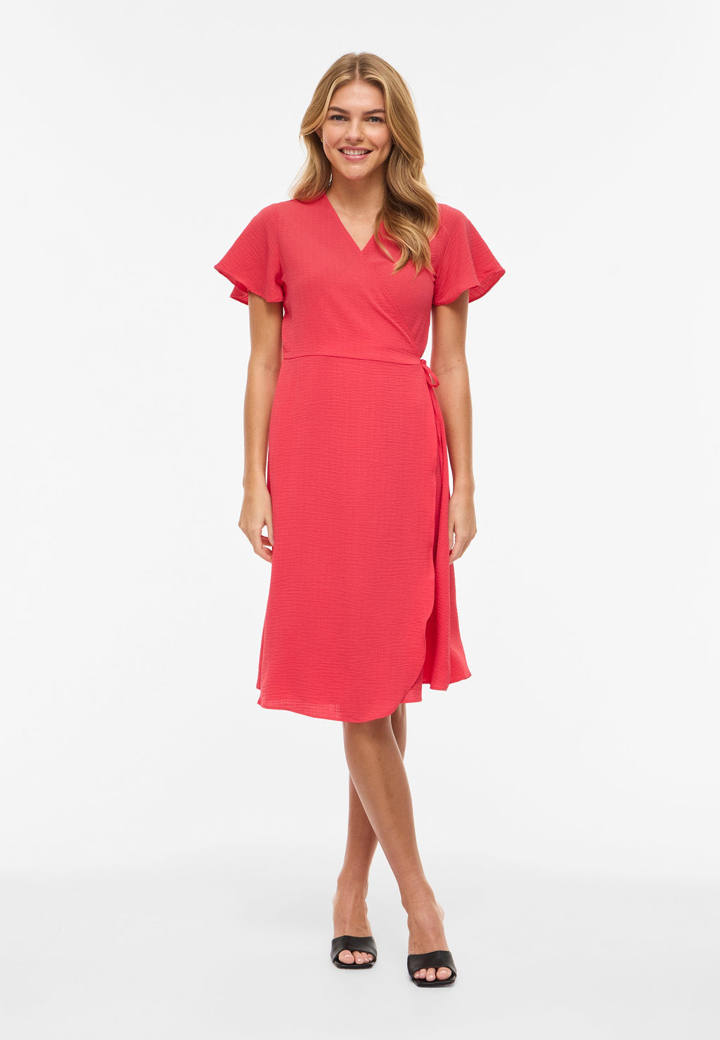 VILA VILOVIE S/S WRAP MIDI DRESS - NOOS