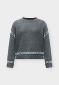 ONLY ONLAMANDA O NECK DETAIL - Jumper - dark grey melange/cloud dancer