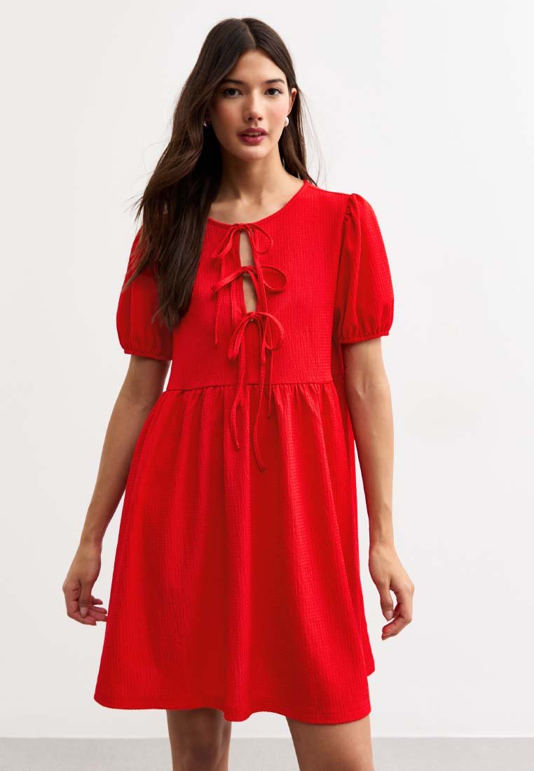 New Look CRINKLED TEXTURE TIE FRONT MINI