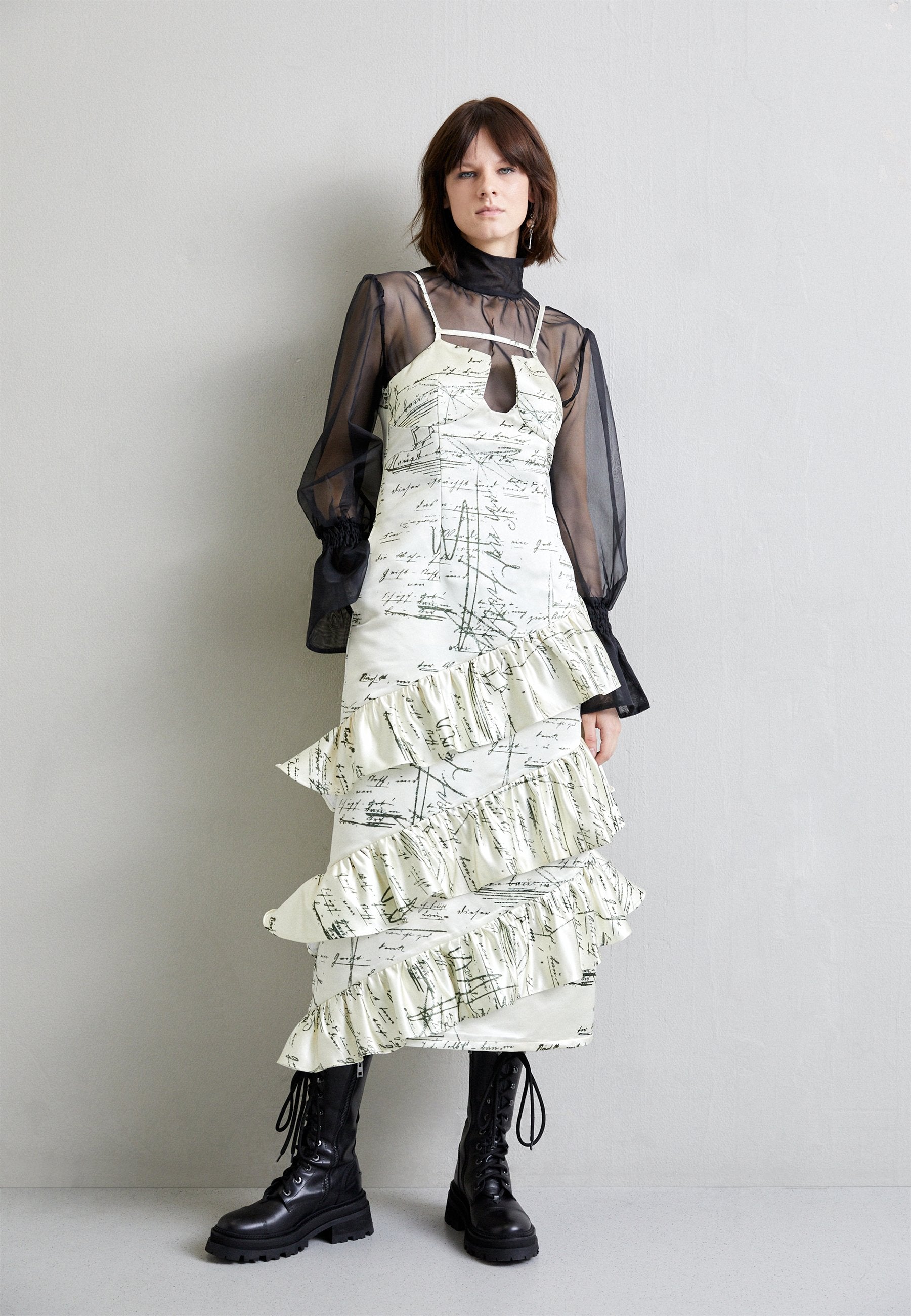 MIKAGE SHIN FRILL LAYERED CAMI DRESS 2-IN-1