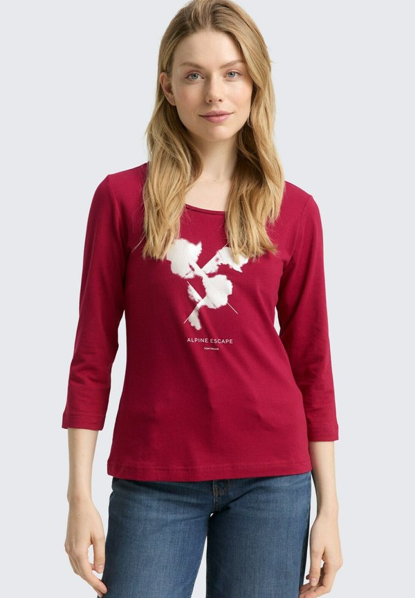 TOM TAILOR MIT PRINT - Long sleeved top - rumba red