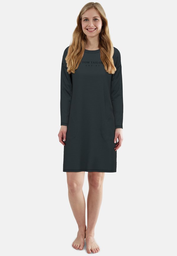 TOM TAILOR Nightie - grau-dunkel-ringel