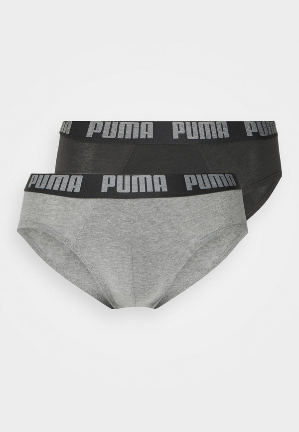 Puma BASIC BRIEF 2 PACK - Briefs - dark grey melange/black