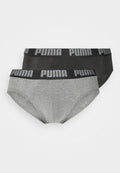 Puma BASIC BRIEF 2 PACK - Briefs - dark grey melange/black