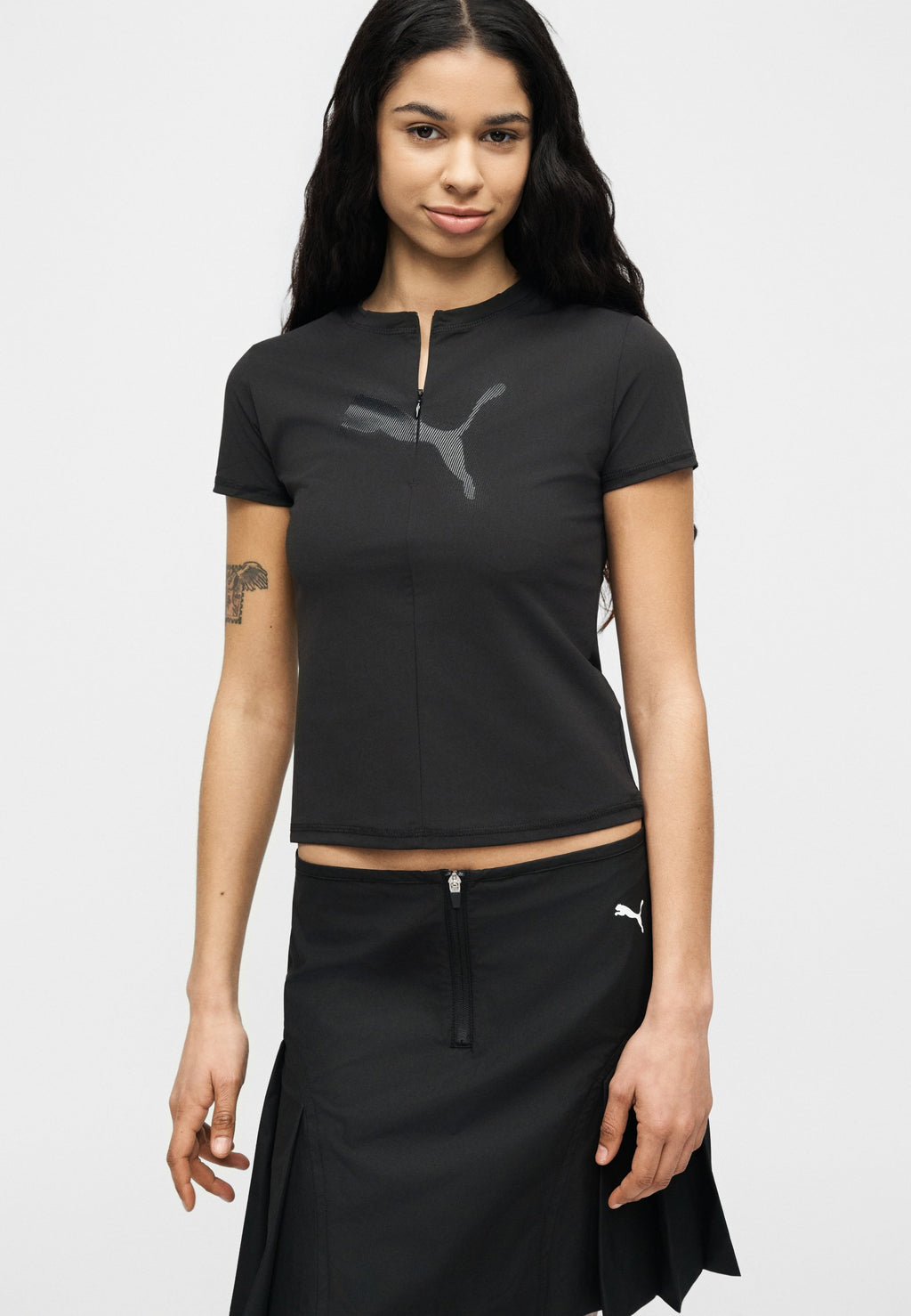 Puma DARE TO SLIM HALF ZIP GRAPHIC TEE