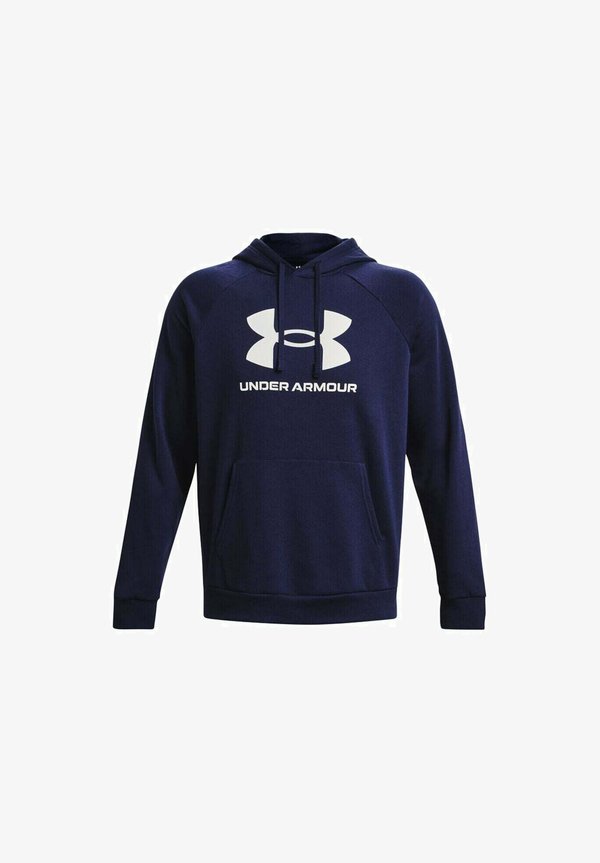 Under Armour RIVAL LOGO - Hoodie - midnight navy pitch gray