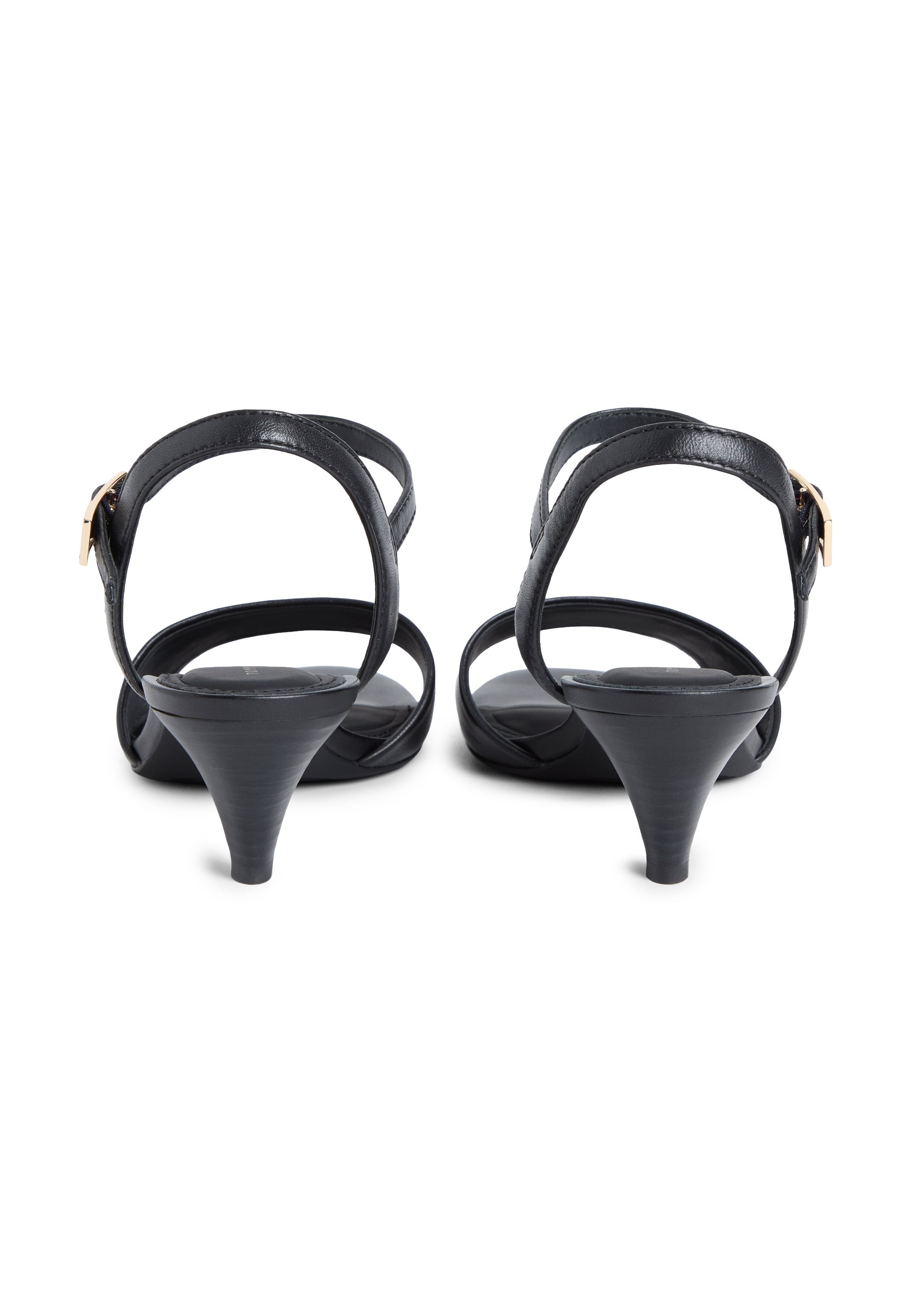 LEATHER OPEN TOE HEELED SANDALS Media 3