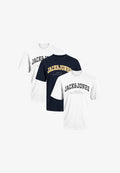 Jack & Jones 3 PACK - Print T-shirt - weiß dunkelblau