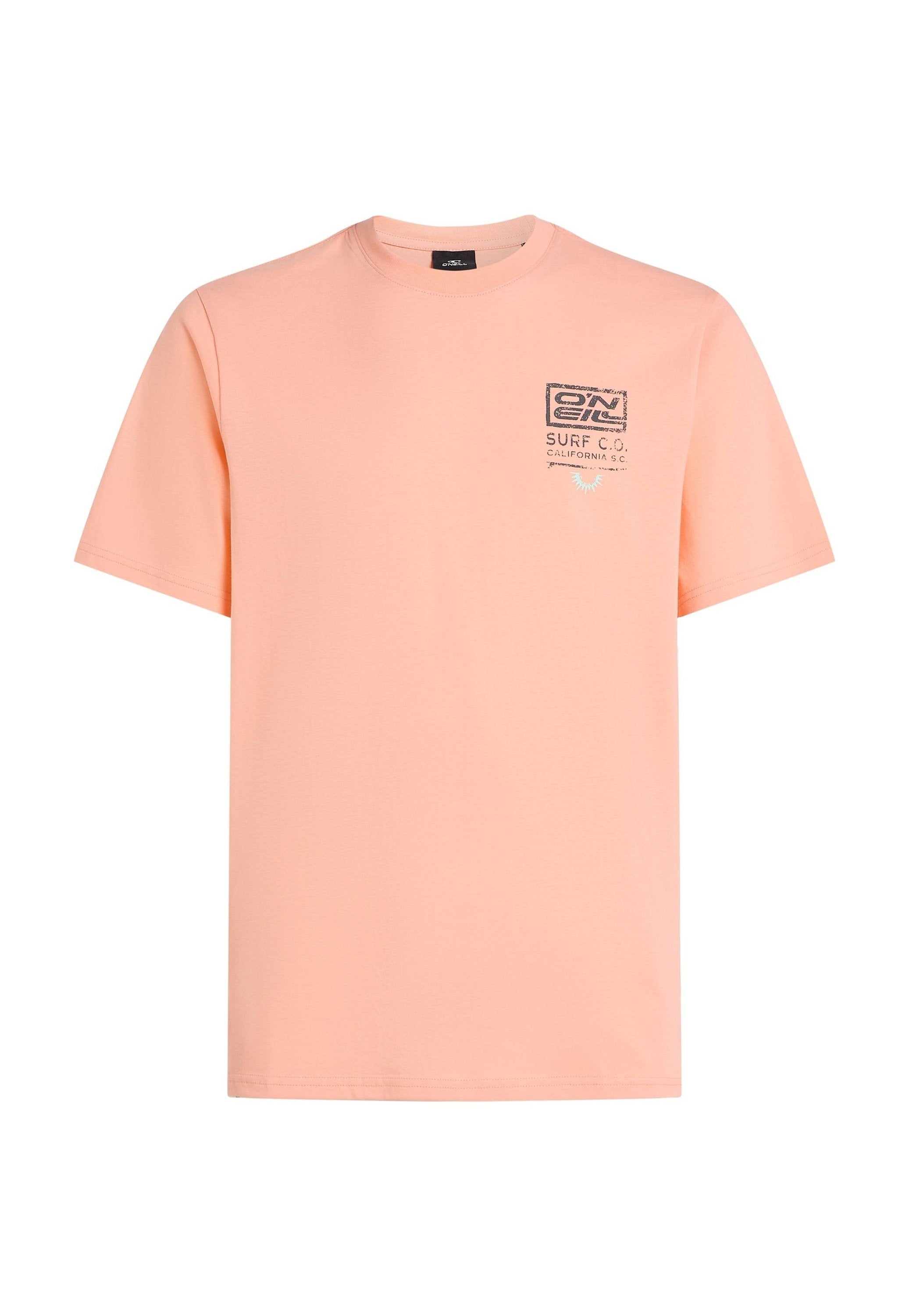 Helles rosa Baumwoll-T-Shirt mit Rundhalsausschnitt, kurzen Ärmeln und einem Logo-Graphic auf der linken Brust. Weiche Textur, lässige Passform.